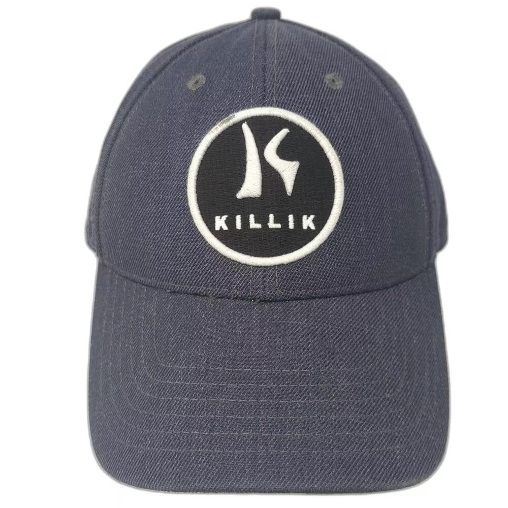 Killik Snapback Hat Blue Black Embroidered Circle Patch Acrylic Wool Blend OS